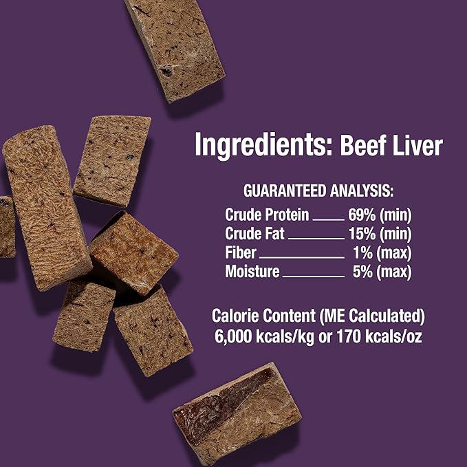 Whole Life Dog Just One Beef Liver Freeze Dried Dog Treats - Human Grade High Protein Food, Healthy Training Snacks, Freeze Dried Food Toppers, USA Made Natural Treats - 10 oz (Pack of 1)