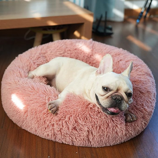 Puppy Beds for Small Dogs Washable 23 Inches Deep Sleep Calming Bed for Girls Chihuahua,Pet Dog Beds Fits up to 20 lbs Pets Beds Machine Washable Dog Bed,Pink