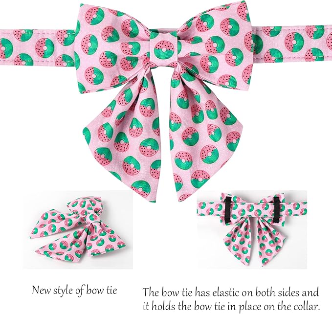 Lionet Paws Summer Dog Collar with Sailor Bow, Soft Comfortable Adjustable Cute Donut Collar for Puppies and Cats, XXS, Neck 7-11 inches