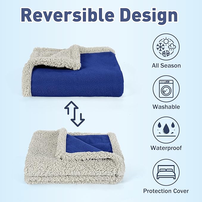 Kritter Planet Large Waterproof Bed Blanket for Intimacy, King Size Love Couples Bed Cover Leakproof, Reversible Protector Furniture Couch Cover for Dogs Pets, Washable, Stain Proof, Hair Resistant