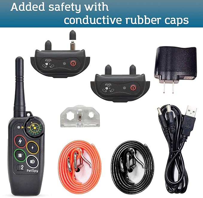 PetSpy M686 Premium Dog Training Shock Collar, 1100 Yards, Medium to Large Dogs, with Vibration, Electric Shock and Beep, Waterproof, Remote Trainer (Two Dogs)
