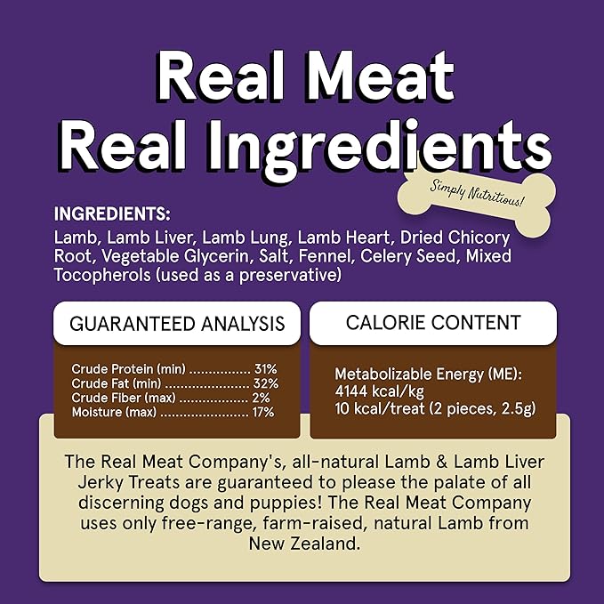 Real Meat Dog Treats - Two 12oz Bag of Bite-Sized Air-Dried Lamb & Liver Jerky for Dogs - Grain-Free Jerky Pet Treats Made up of 95% Free-Range, Grass Fed Lamb - All-Natural Treats