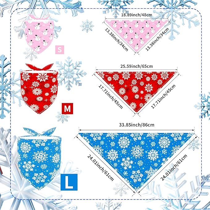 30 Pack Winter Dog Bandanas Bulk for Small Dogs Doggy 18 Inch Dog Bandanas Xs Puppy Cats Breed Adjustable Snow Scarves Grooming S