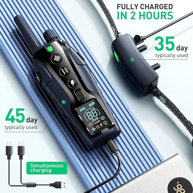 Dog Shock Collar - 4000FT Dog Training Collar with Remote Waterproof e Collar with Flashing Light, Adjustable Pitch Beep(1-8), Vibration(1-16), Safe Shock(1-99), and Keypad Lock