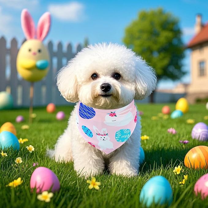 Easter Dog Bandanas for Small Dog Breed 18 Inch Polyester Dogs Bandana 7 Pcs Adjustable Puppy Kittens Scarves Grooming S