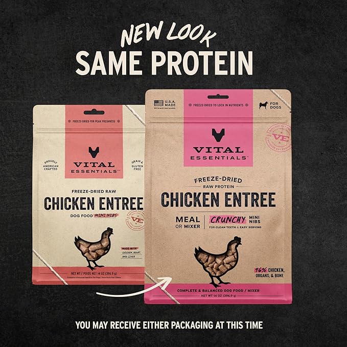 Vital Essentials® Freeze-Dried Raw Chicken Entree & Mixer Dog Food Crunchy Mini Nibs, 14 oz