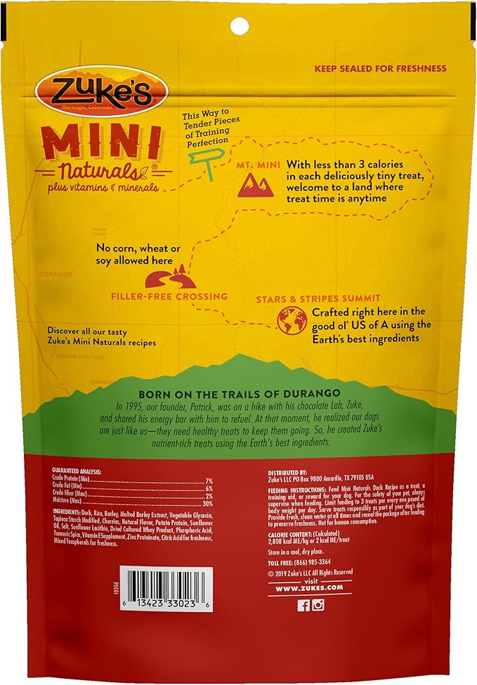 Zuke's Mini Naturals Training Dog Treats Duck Recipe, 16 OZ Bag (Pack of 2)