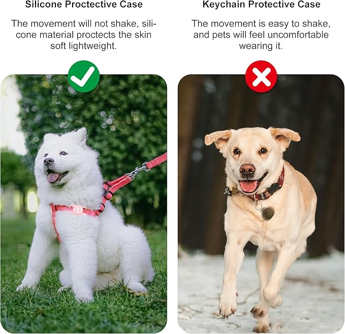 for Airtag Dog Collar Holder, Air Tag Protective Cat Airtag Dog Collar,Silicone AirTags GPS Tracking Accessories,Air Tags with Bone Pattern (1 Pack(Pink))