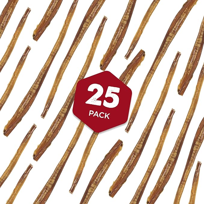 Best Bully Sticks 12 Inch Bully Sticks - 25 Count (Pack of 1) - All-Natural, Fully Digestible, 100% Grass-Fed, Grain and Rawhide Free
