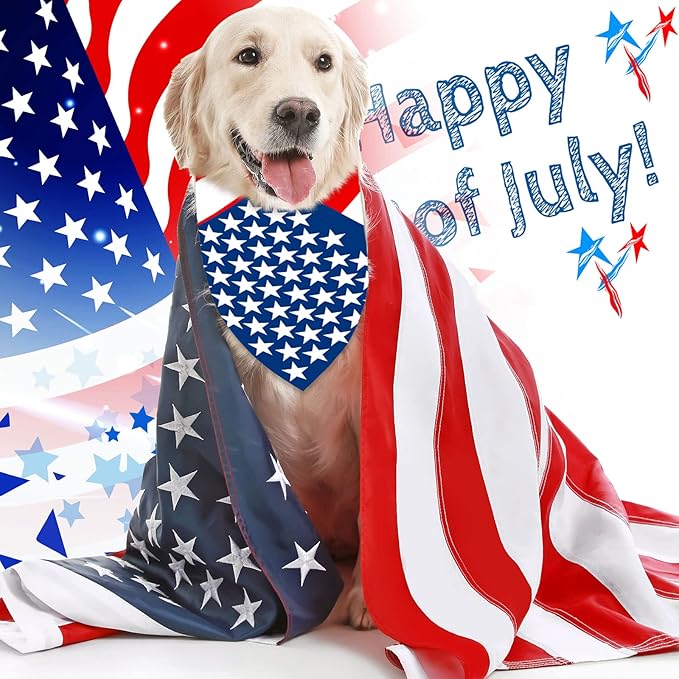 Eccliy 20 Pcs 4th of July Dog Bandanas for Pets Memorial Day Dog Bandanas Gifts Independence Day Pet Scarf Washable Triangle Bibs American Flag Patriotic Adjustable Pet Kerchief for Cat