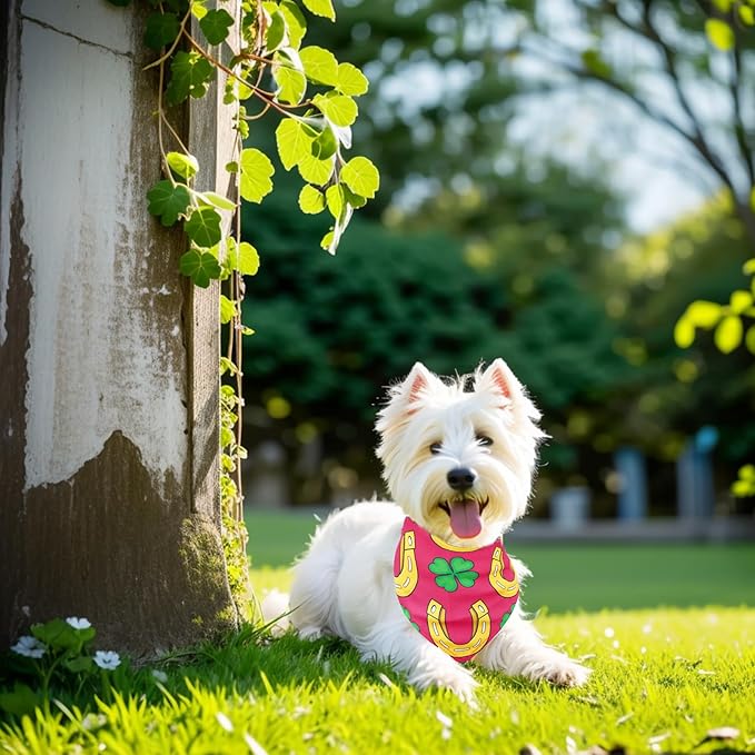10PCS St.Patricks Day Dog Bandanas for Medium Dogs Triangle Bibs Scarves Boys and Girls Grooming Accessories