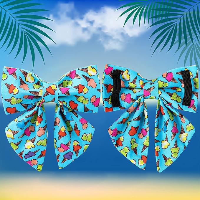 Summer Dog Collar with Bow Tie, Cotton Cute Bowtie Dog Collar, Summer Bowtie Collar for Puppy Boy Girl Dog or Cat, Comfortable Blue Dog Collar with Metal Buckle, XS