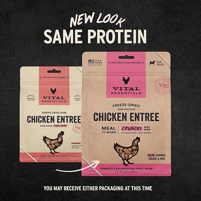 Vital Essentials® Freeze-Dried Raw Chicken Entree & Mixer Dog Food Crunchy Mini Nibs, 5.5 oz