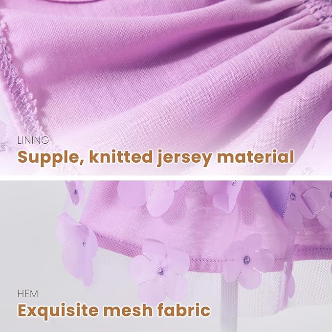 Laifug Dog Dress Puppy Print Princess Dog Dress Cute Party Wear (Purple, L)