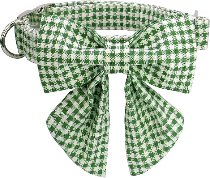 Lionet Paws Dog Collar with Sailor Bow, Durable Adjustable and Comfortable Green Bowtie Collar for Dogs and Cats, X-Small, Neck 8-12in