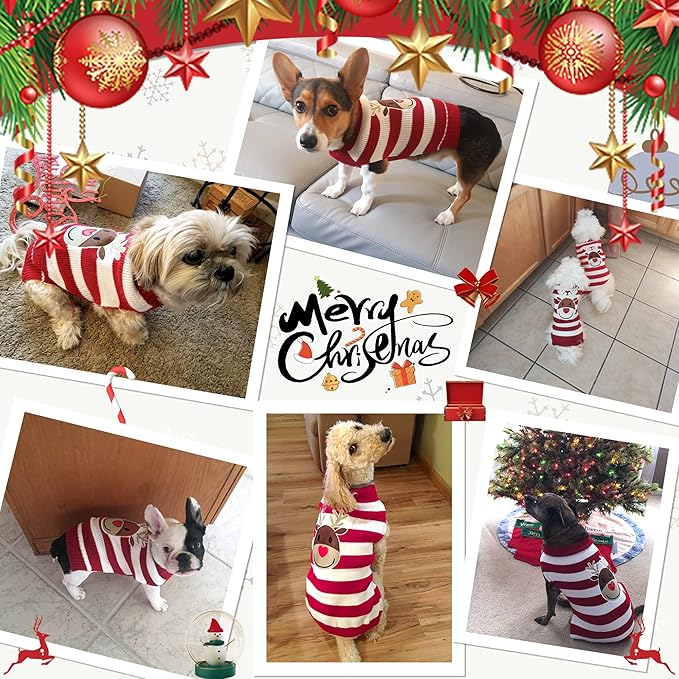 NACOCO Dog Reindeer Sweaters Dog Sweaters New Year Christmas Pet Clothes for Small Dog and Cat (Red, Small)