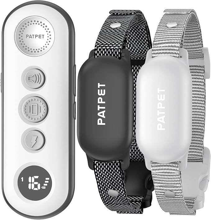PATPET Shock Collar for Dogs(10-120lbs), 4000ft Rechargeable IPX7 Waterproof Training Collar with Remote for 2 Dogs- Electric Dog Collar for Small Medium Large Dogs 2 Packs