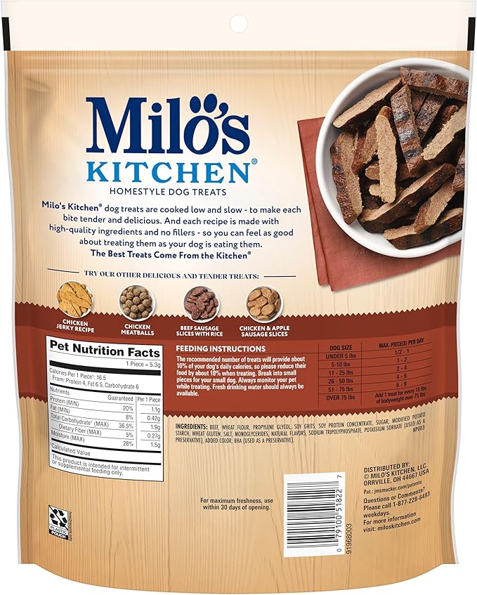 Milo's Kitchen Homestyle Dog Treats, Steak Grillers, 18 Ounce, High Protein, No Artifical Flavors