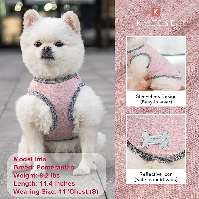 KYEESE 2Pack Dog Shirts Soft Tank Top Quick Dry for Small Dogs Stretchy Sleeveless Dog Vest Small Pet Shirt with Reflective Label Sun Protection T Shirt Lightweight Pet Clothes, Medium