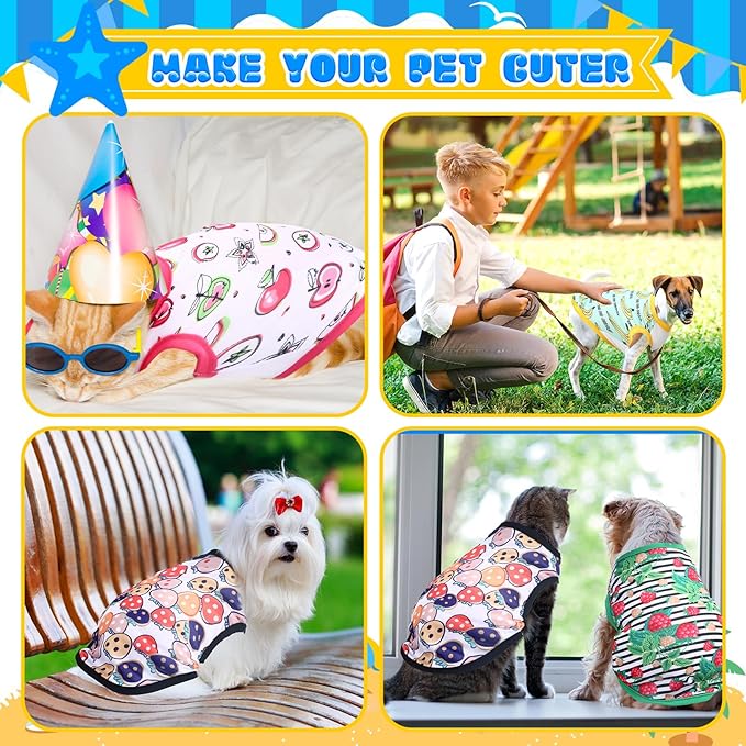 20 Pcs Dog Shirts Summer Puppy Printed Clothes Soft and Breathable Dogs T Shirts Cute Pet Vest Sweatshirt Outfit for Small Medium Puppy Pet Cat Chihuahuas Papillons Pomeranian(S)