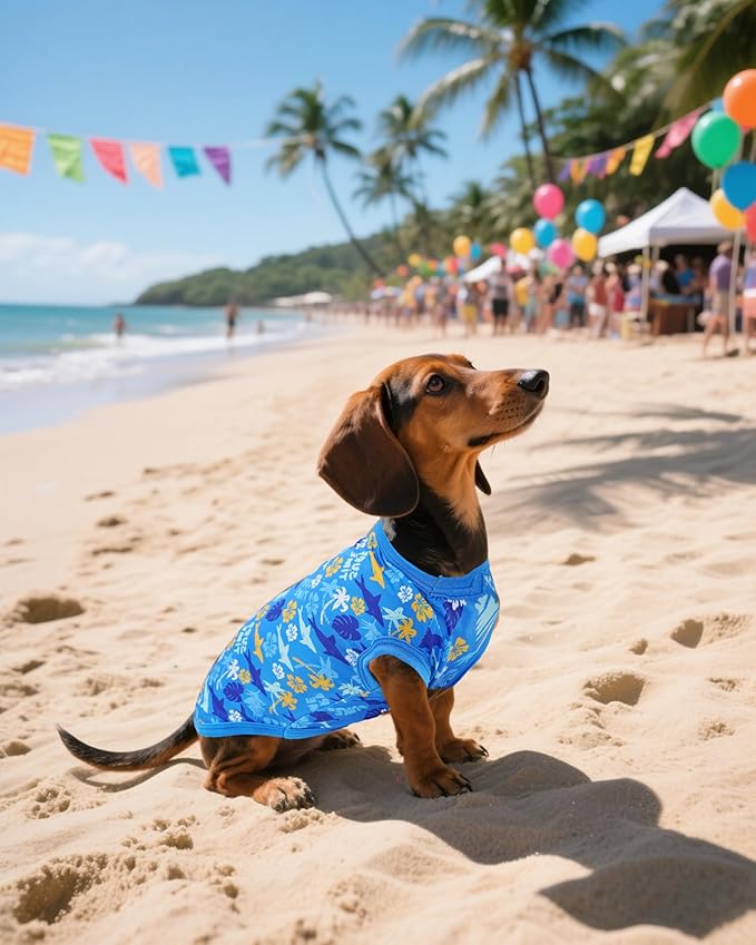PET SHOW 4 Pack Dog Hawaiian Shirts for Small Medium Dogs UPF 50+ UV Sun Protection Summer Cool Clothes Tank Top Floral Puppy Cats T-Shirts Pet Holiday Party Sleeveless Vest Boy Girl(Medium)