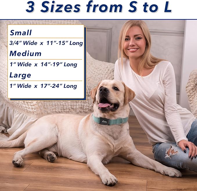 Teal Hemp Dog Collar and Leash Set - Hypoallergenic Dog Collar - Comfortable for Sensitive Skin or Allergies with no Harsh Dyes or Chemicals - 3 Sizes from Small to Large Breeds
