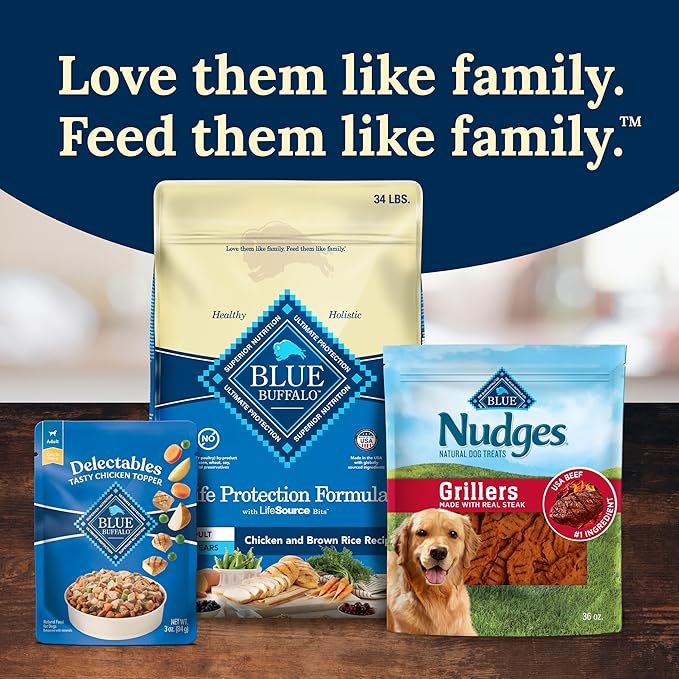 Blue Buffalo Delectables Natural Wet Dog Food Toppers, Tasty Chicken Cuts in Gravy, 3-oz. (24 Pouches)