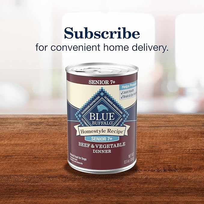 Blue Buffalo Homestyle Recipe Senior Wet Dog Food, Made with Natural Ingredients, Beef Dinner with Garden Vegetables, 12 Pack