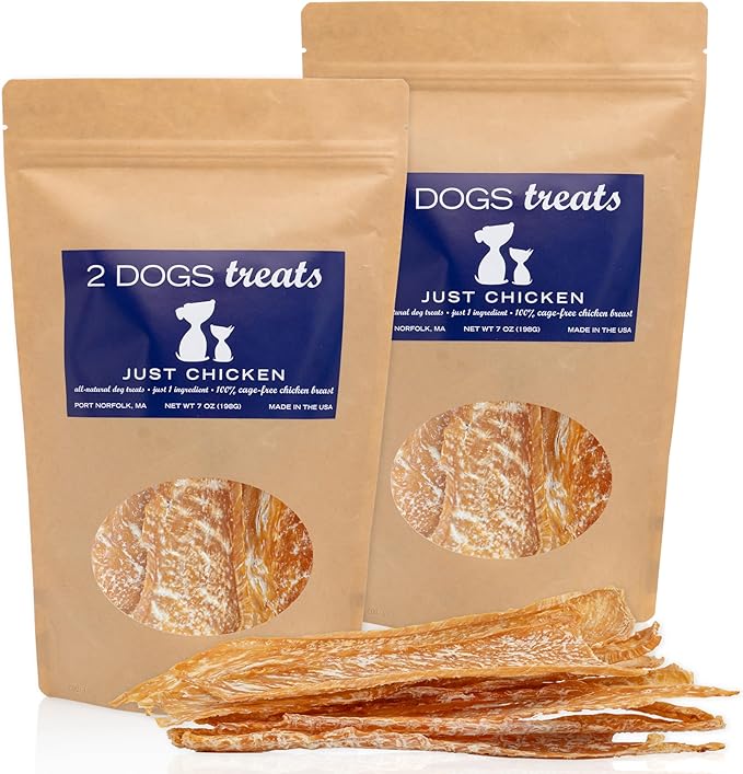 Just Chicken Jerky | 100% USA-Sourced, Single-Ingredient, Great for Sensitive Stomachs, Human-Grade USDA Chicken, Grain-Free, Allergy-Friendly, High Value for Training | 2 Pack