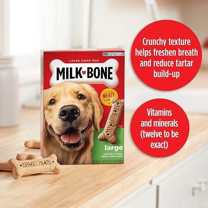 Milk-Bone Original Dog Treats for Large Dogs, 24 Ounce, Crunchy Biscuit Helps Clean Teeth (Pack of 2)