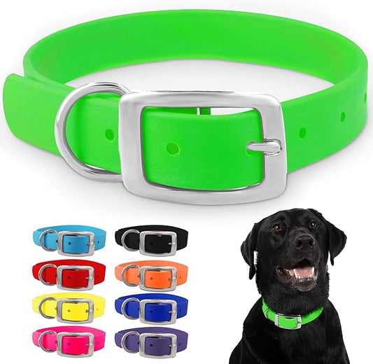 Regal Dog Products Small Light Green Dog Collar with Heavy Duty Double Buckle & D Ring | Vinyl Coated, Custom Fit, Adjustable Biothane Dog Collar Chew Resistant Waterproof Collar for Dogs