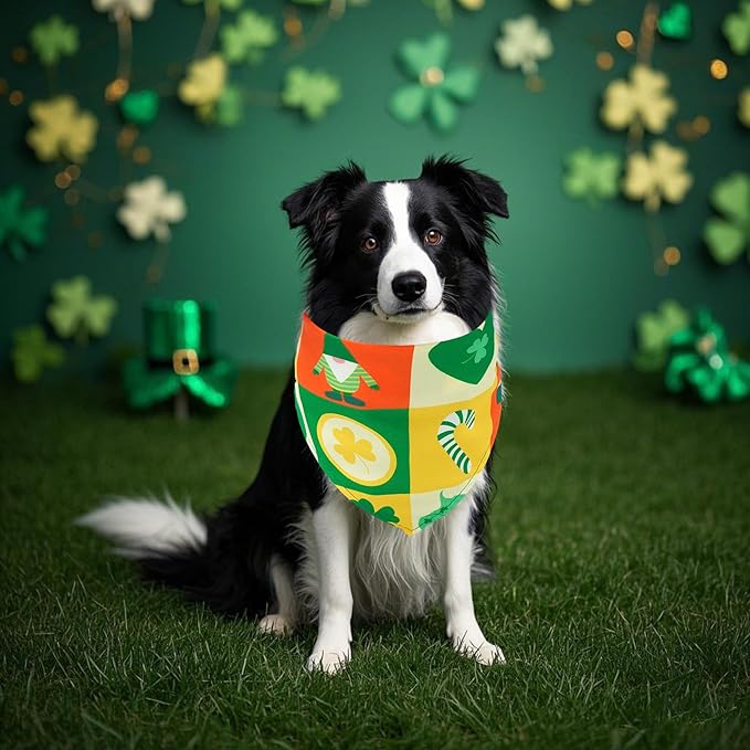 St.Patrick's Day Dog Bandanas for Large Dog Breed 7 Pcs XXL Dogs Bandanas 33 Inch Adjustable Scarves Grooming L