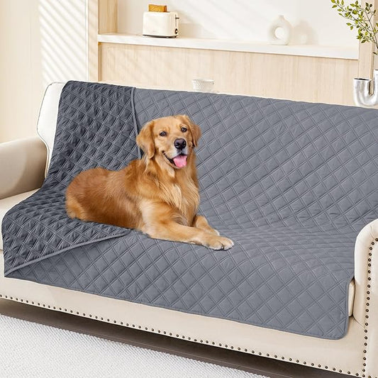 Smiry Waterproof Dog Blanket, Reversible Dog Bed Cover Pet Blanket, Soft Pet Couch Covers for Sofa Washable, Bed Couch Sofa Furniture Protector for Puppy Cat Kids (68"x82", Grey/Dark Grey)
