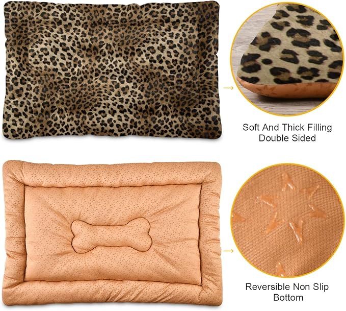 Vintage Leopard Print Dog Bed Cat Bed, Rectangle Comfortable Pet Bed, Ultra Soft Calming Dog Bed for Small Medium Large Dogs, 18" x 24"