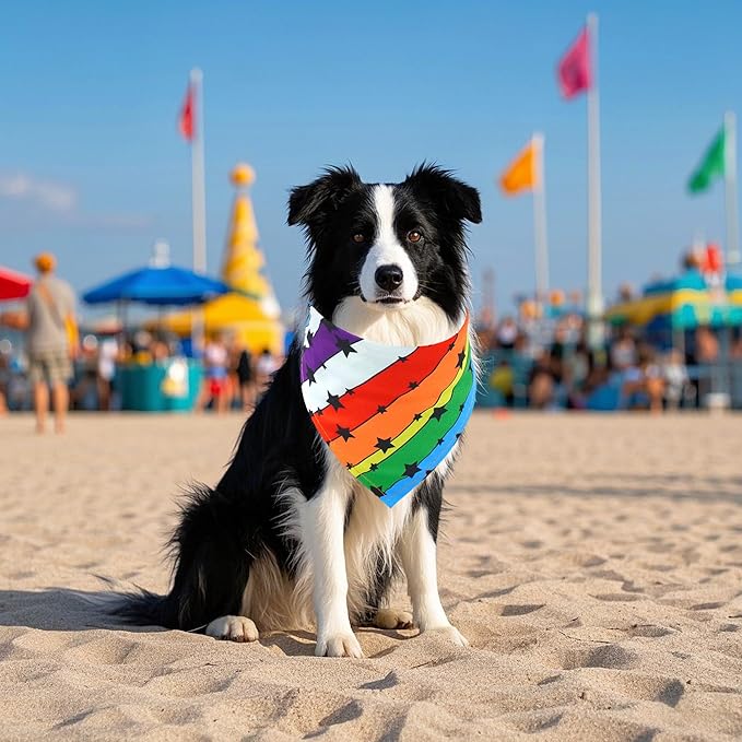 50PCS Pride Day Dog Bandanas Large Bulk for Large Extra Large XL XXL Boys Girls Adjustable Triangle Bibs Scarves Kerchief Grooming Celebration Accessories