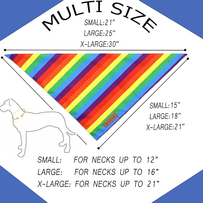 Realeaf Pride Dog Bandanas 2 Pack, LGBT LGBT+ Rainbow Scarves Bibs for Dogs, Premium Durable Fabric, Triangle Reversible Bandana for Small Medium Large and Extra Large Dogs Pets (Pride Day, X-Large)