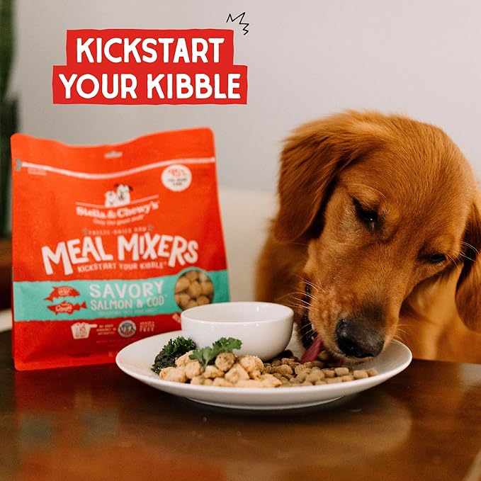 Stella & Chewy's Freeze-Dried Raw Salmon & Cod Meal Mixers- Dog Food Topper and Mixer - Made with 95% Wild-Caught Salmon & Cod, Organs & Bone - Perfect for Picky Eaters - Grain-Free - 3.5 oz