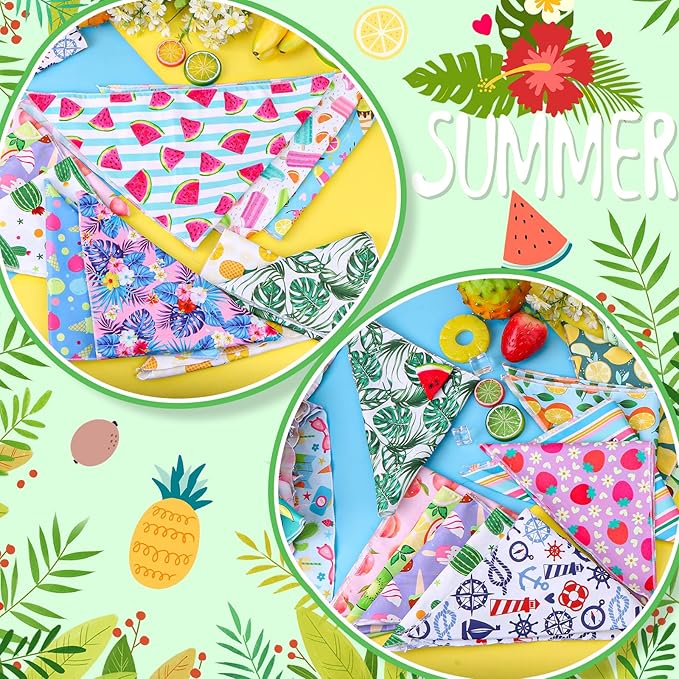 120Pcs Spring Summer Dog Bandanas Bulk Hawaiian Dog Scarves Fruit Triangle Puppy Bandanas Washable Adjustable Pet Bandana for Small Medium Large Dog Puppy Pet Grooming Accessories