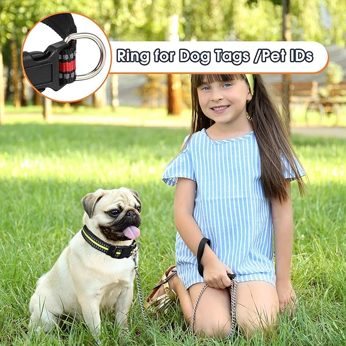 Weewooday 3 Pieces Reflective Dog Collar Nylon Adjustable Quick Release Pet Collars for Dogs(Small)