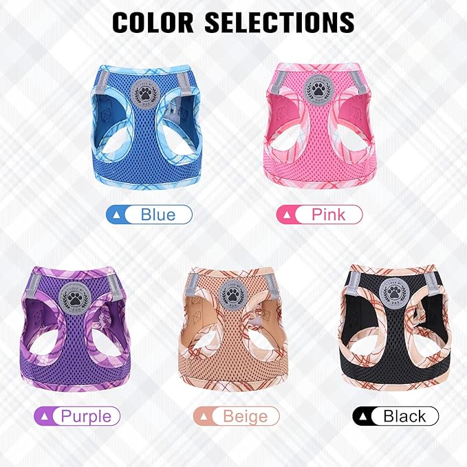 BEAUTYZOO Dog Harness and Leash Set for Small Medium Dogs,No Pull Step-in Harness for Puppy S M Sized Dogs and Cats,Air Mesh Adjustable Breathable Soft No Chock Escape Proof Vest Harnesses,Pink XS