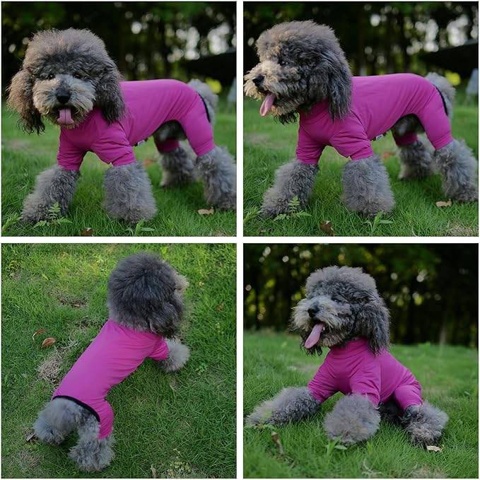 LoveLongLong Dog Jumpsuit with UV Protection and Quick-Dry Fabric for Spring Summer Pet Pajamas Purplish red M