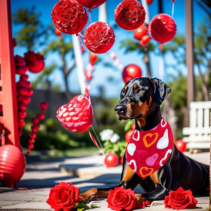 30 Pack Valentines Day Dog Bandanas Bulk for Large Dogs Breed 33 Inch XL Dog Bandanas Adjustable Dogs Scarves Party Grooming L