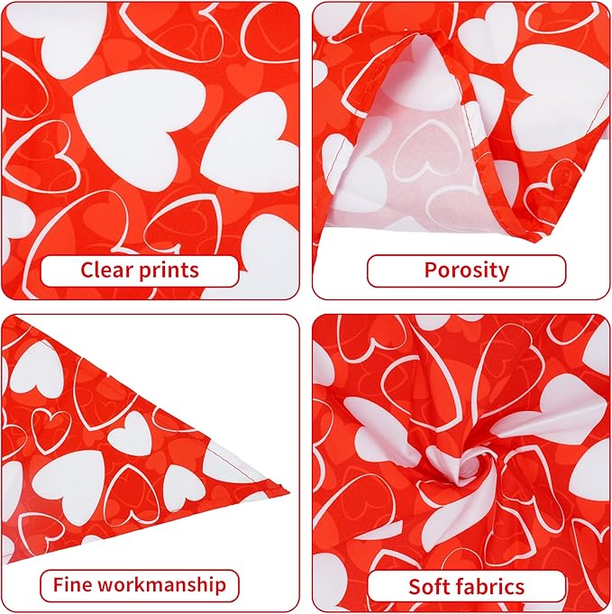 Valentine's Day Dog Bandanas for Small Medium Dogs Breed 25 Inch Heart Lip Rose Dog Bandanas Adjustable Dogs Scarves Grooming M 7 Pcs