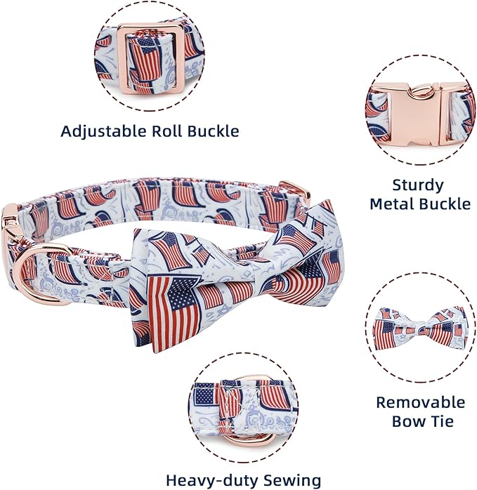 Adjustable Bow Tie Dog Collar Printed Cute Patterns Spring Summer Soft Pet Collars for Small Medium Large Dogs