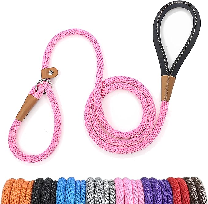 lynxking 6 FT Dog Leash Slip Lead 2 Pack Strong Heavy Duty Braided Dog Training Leash No Pull Training Lead Leashes for Medium Large and Small Dogs