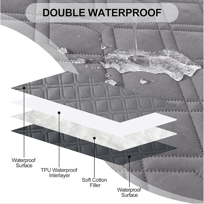 Smiry Waterproof Dog Blanket, 30x70 Inch Soft Pet Bed Cover Reversible, Washable Sofa Couch Furniture Protector for Small Medium Large Dog Puppy Cat, Grey/Dark Grey