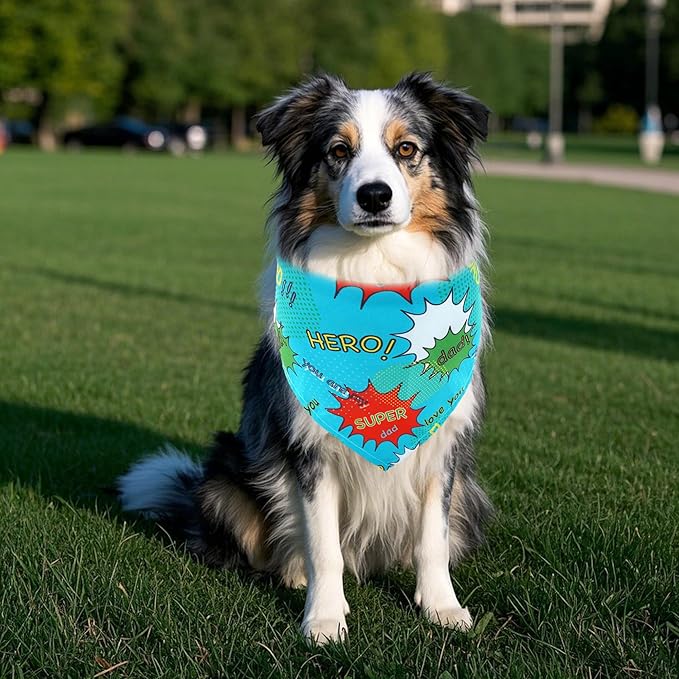 50PCS Father’s Day Dog Bandanas for Large Extra Large XL XXL Triangle Bibs Head Scarves for Boys Girls Grooming Accessories Costume