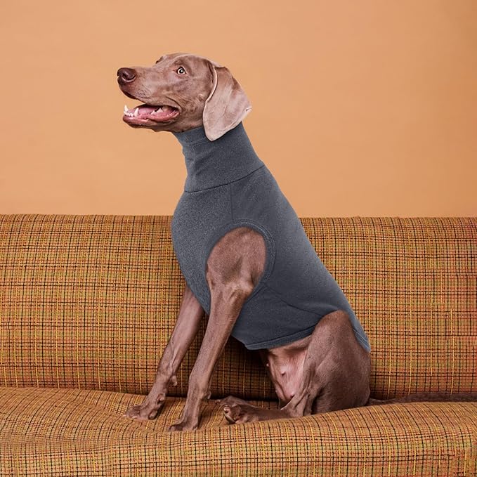 ROZKITCH Dog Sweaters Soft Fleece Pullover Sweatshirt Pajamas, Turtleneck Warm Pet Cold Weather Jacket Stretchy Vest Jumpsuit Apparel Outfit Clothes for Small Medium Large Dogs Walking Sleep Grey 3XL