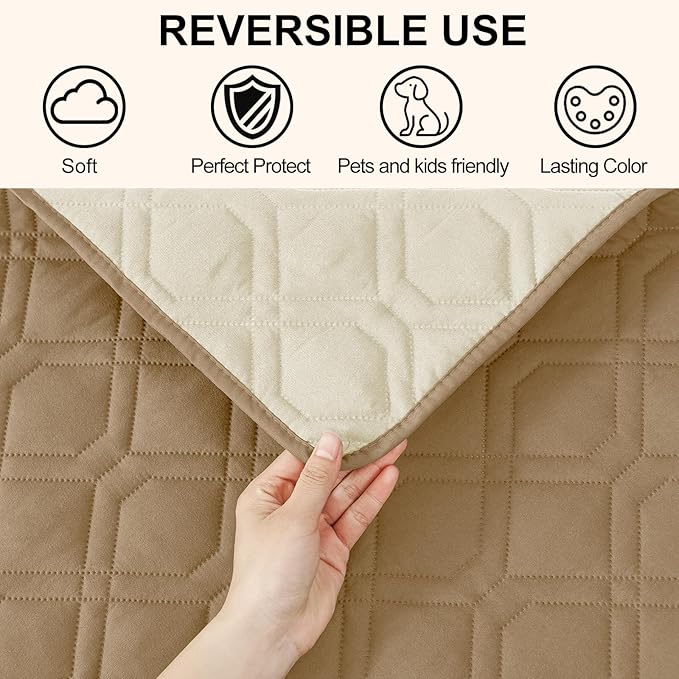 Smiry Waterproof Dog Blanket, 82x120 Inch Soft Pet Bed Cover Reversible, Washable Sofa Couch Furniture Protector for Small Medium Large Dog Puppy Cat, Camel/Beige