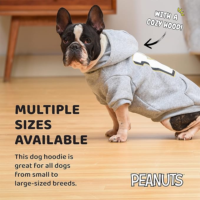 Woodstock Collegiate Dog Hoodie Sweater, Large, Soft and Comfortable Apparel Clothing Shirt for Large Dogs, Grey